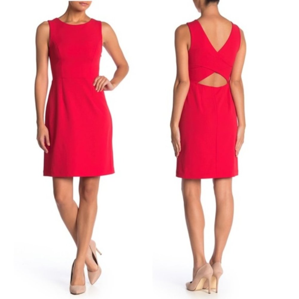 Betsey Johnson Red Cutout Crepe Sheath Dress SZ 8